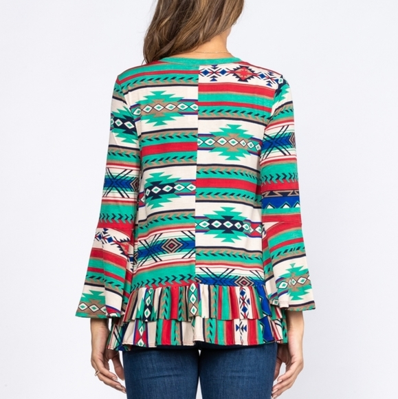 🇺🇲Host Pick🔥Native American Print Ruffle Top In Size S, M or L - Picture 15 of 15